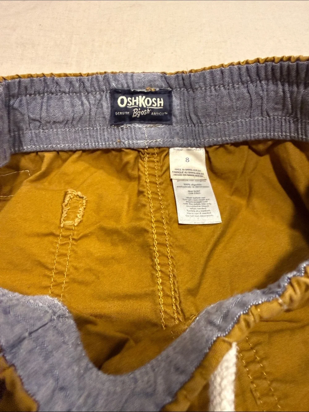 OshKosh B'gosh Mustard Drawstring Cuffed Shorts boys size 8